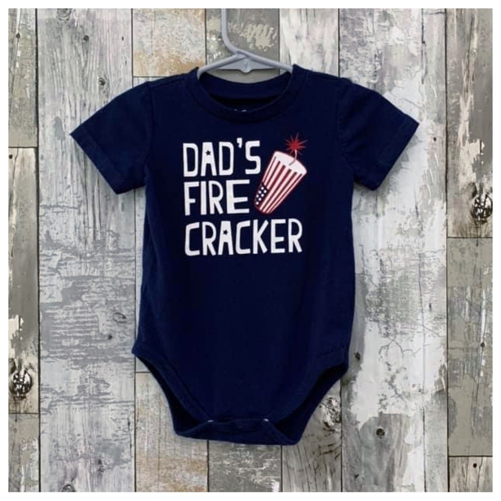 City Streets Dad Fire Cracker Patriotic 4th of July Star Stripe Bodysuit Onesie